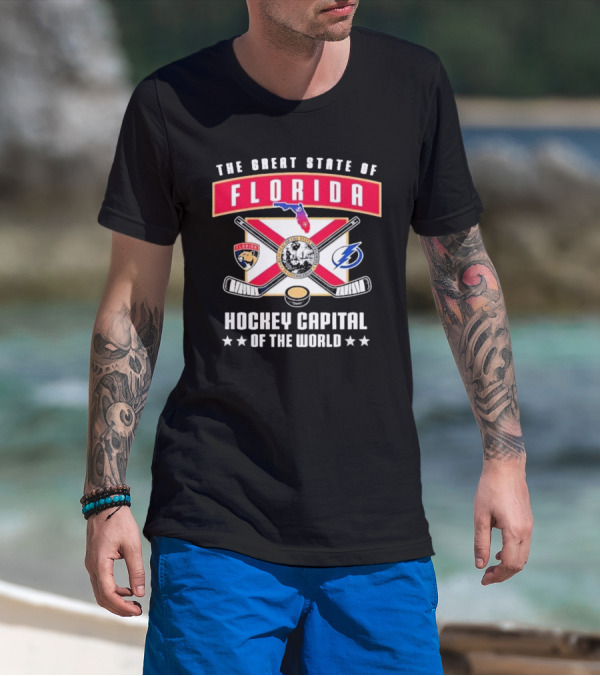 The Great State Of Florida Hockey Capital Of The World Tampa Bay Lightning Florida Panthers T-Shirt