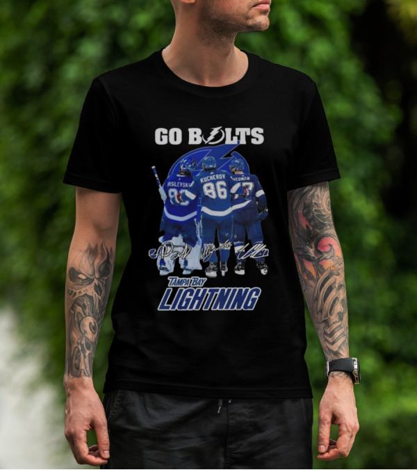Tampa Bay Lightning Go Bolts Asilevskiy Kucherov Hedman Signatures T-Shirt