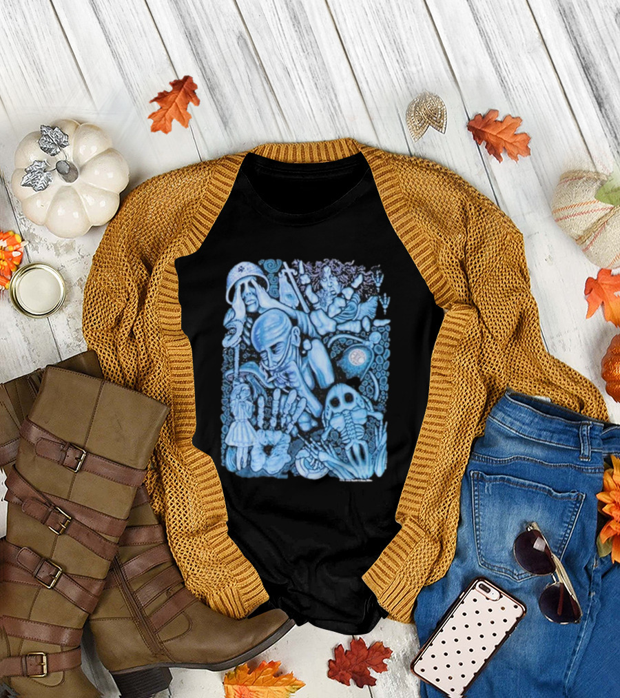 Alice In Chains 1993 Tour Surreal Blue Skeleton T-Shirt