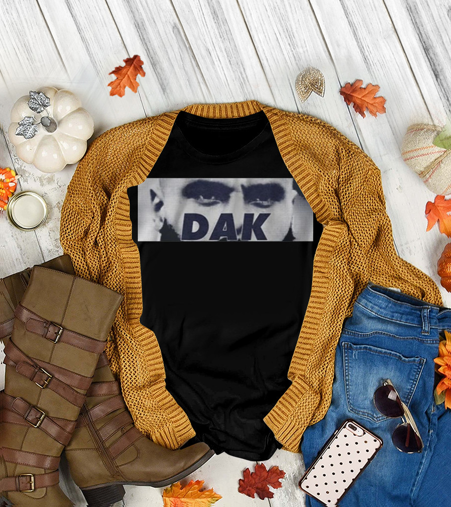 Dak Prescott QB Eyes Black and White Image T-Shirt