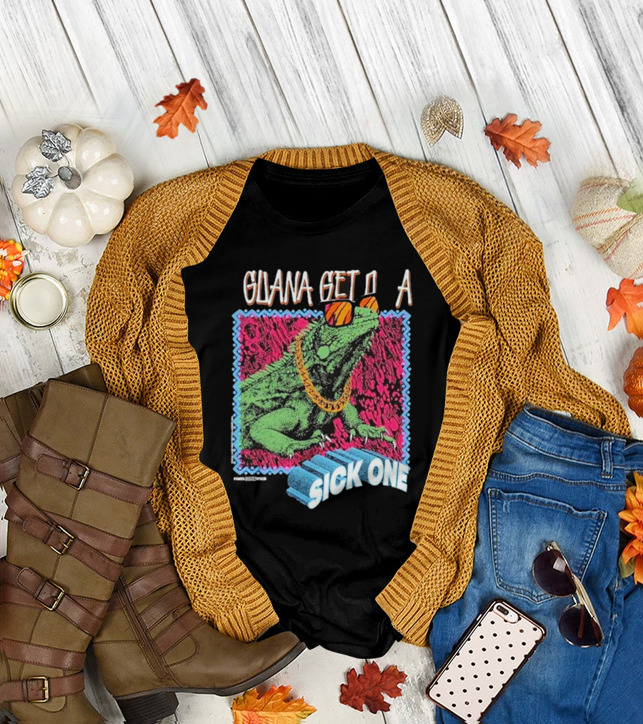 Foos Gone Wild Iguana Get On A Sick One with Sunglasses and Gold Chain T-Shirt