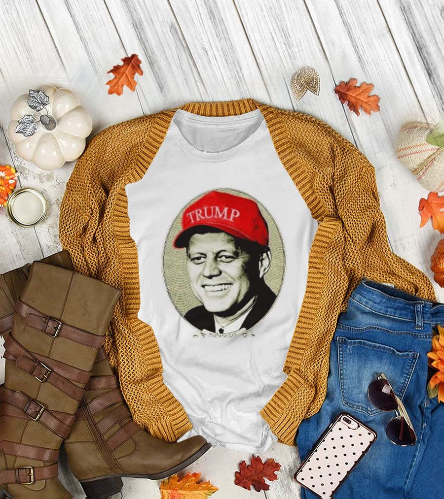 JFK Kennedy Wearing Red Trump Hat T-Shirt