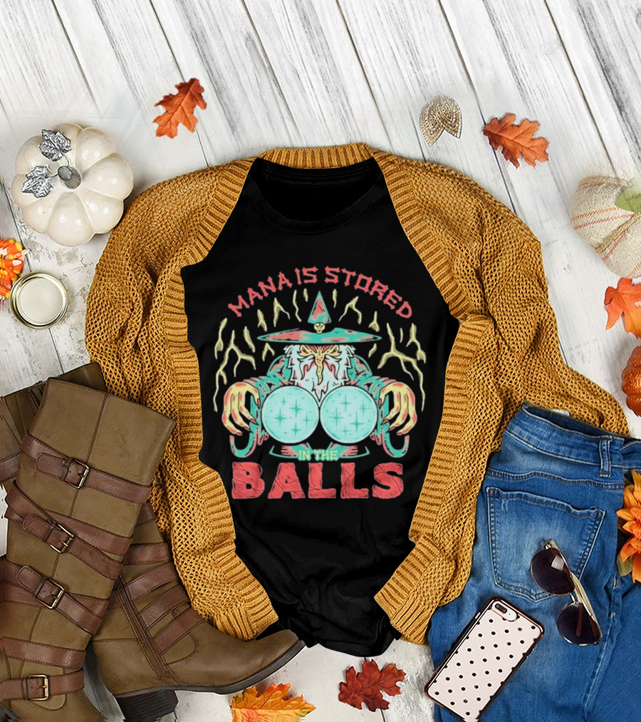 Wizardofbarge Mana Is Stored In The Balls Wizard Holding Magical Spheres T-Shirt