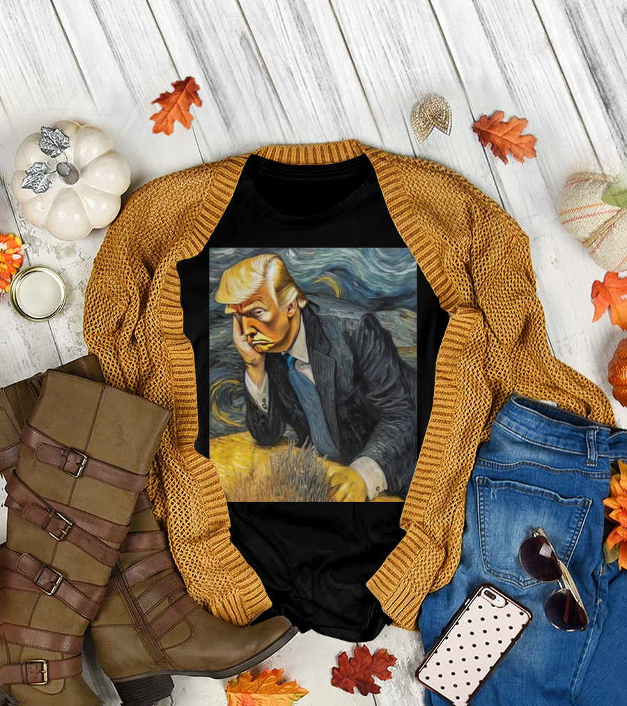 Donald Trump Van Gogh Ear Bandage Starry Night T-Shirt