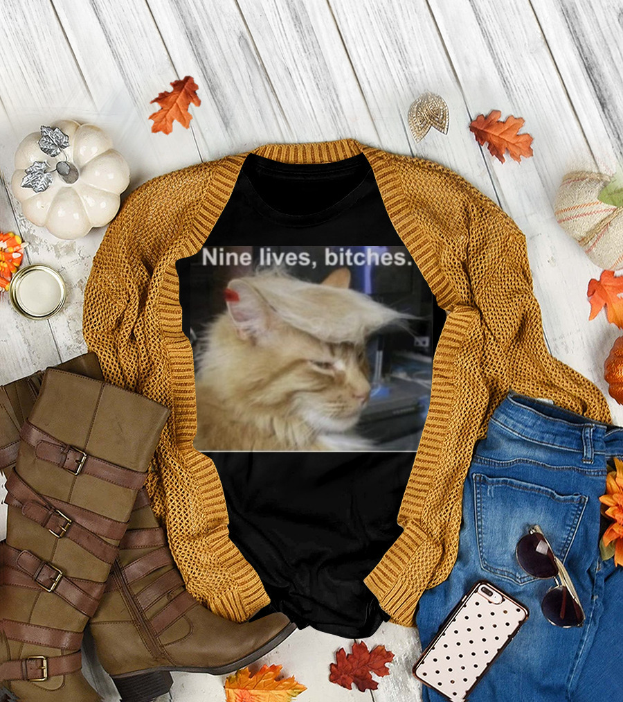 Larry Elder Trump Nine Lives Bitches Cat Meme T-Shirt