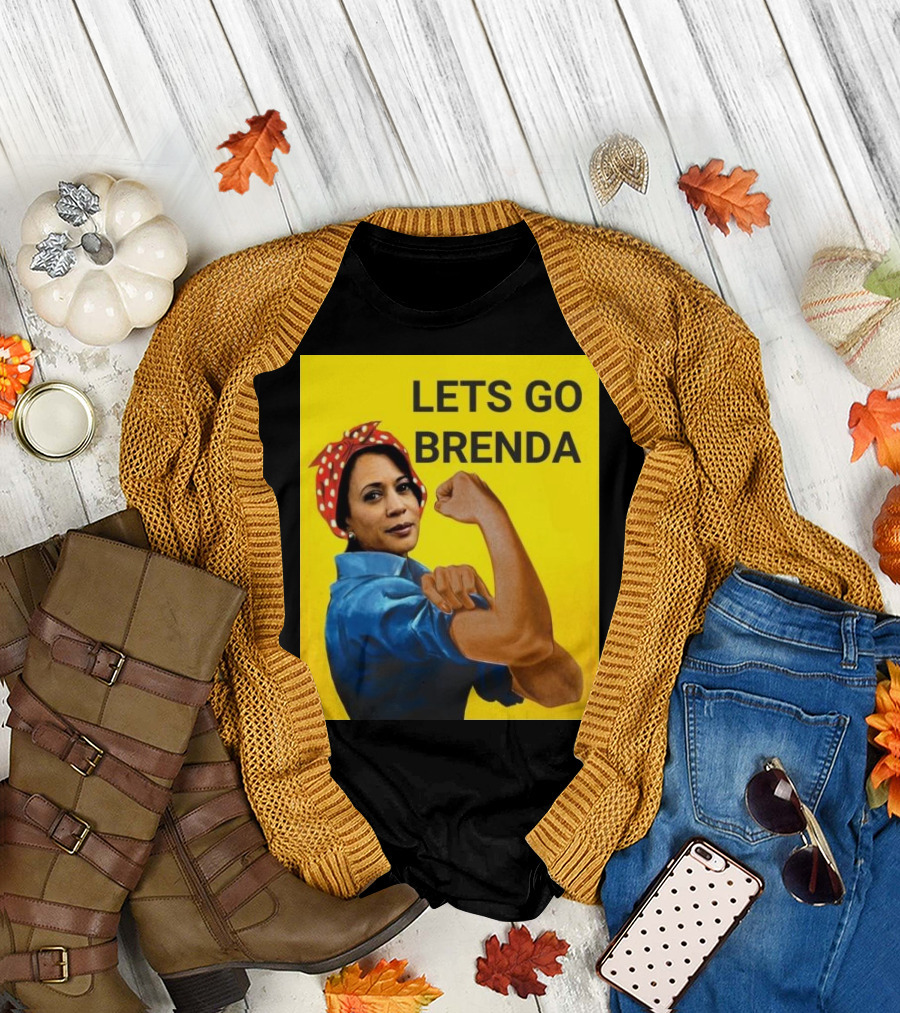 LETS GO BRENDA Referring To Harris Iconic Image Yellow Background T-Shirt
