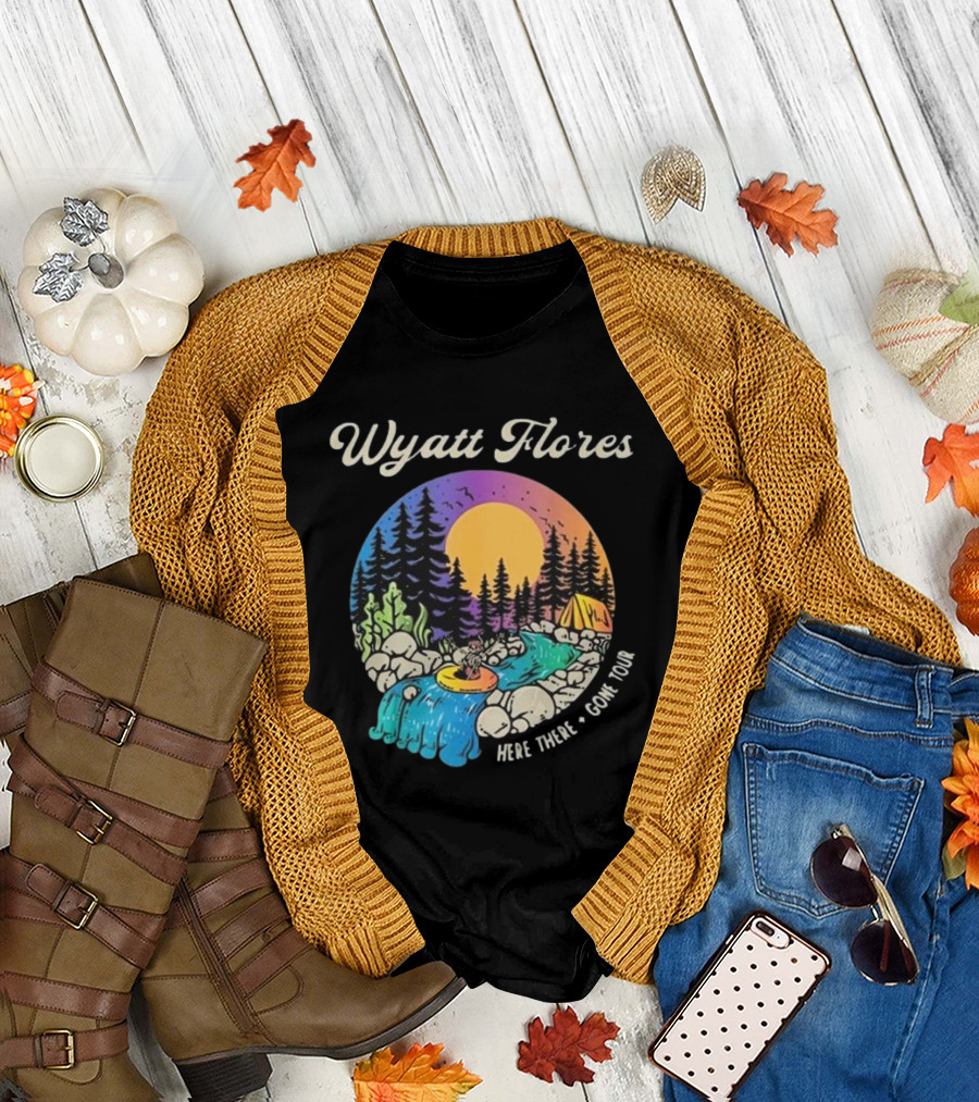 Wyatt Flores Here There Gone Tour Surfing Skeleton Camping Scene T-Shirt