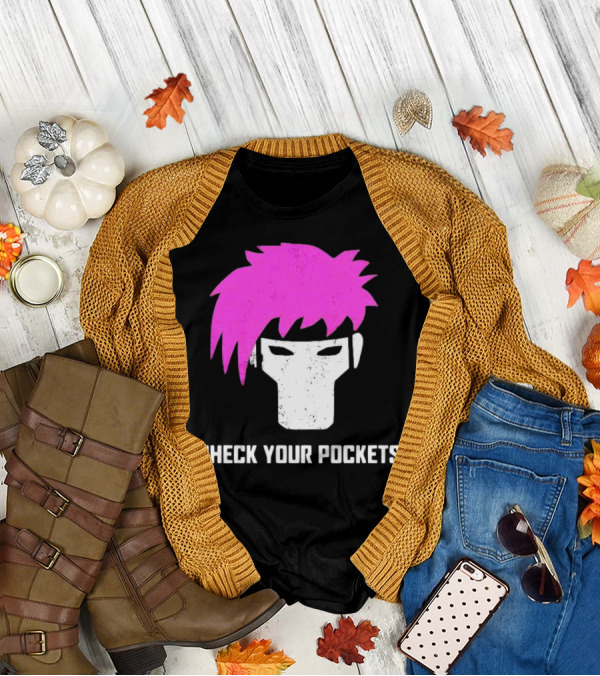 Check Your Pockets Pink Hair Masked Face T-Shirt