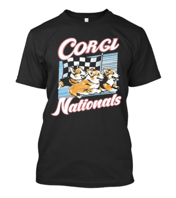 Corgi Nationals Racing Dogs With Checkered Flag T-Shirt