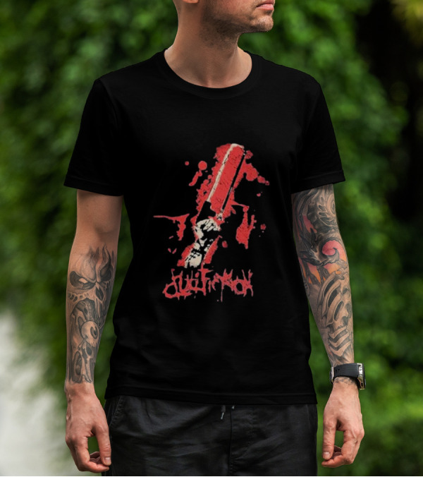 Crucifixion Saw Rise Records Blood Splatter Chainsaw T-Shirt