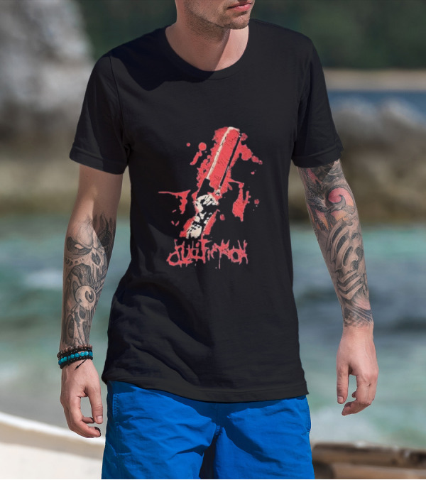 Crucifixion Saw Rise Records Blood Splatter Chainsaw T-Shirt
