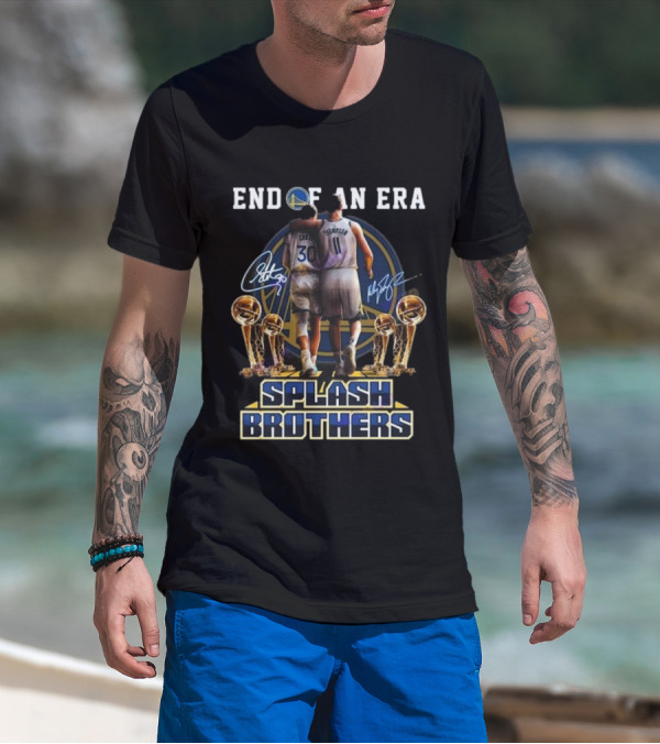 End Of An Era Golden State Warriors Splash Brothers Curry Thompson Signatures T-Shirt