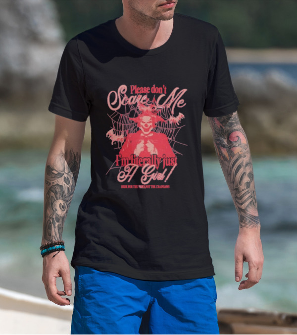 Please Don’t Scare Me I’m Literally Just A Girl Clown Web Chainsaws T-Shirt