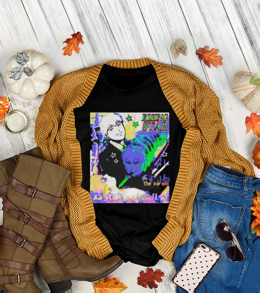 Rising Star The Parano Anime Style with Vibrant Character and Neon Background T-Shirt