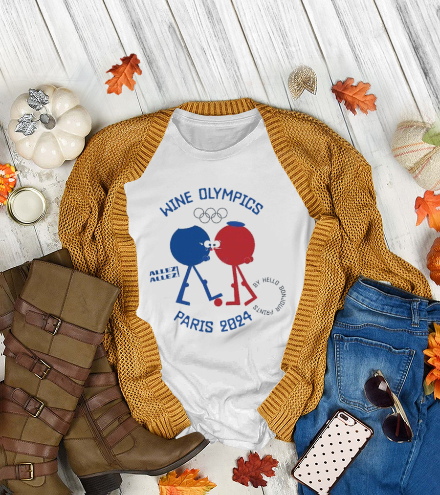 Wine Olympics Allez Allez Paris 2024 Hello Bonjour Prints T-Shirt
