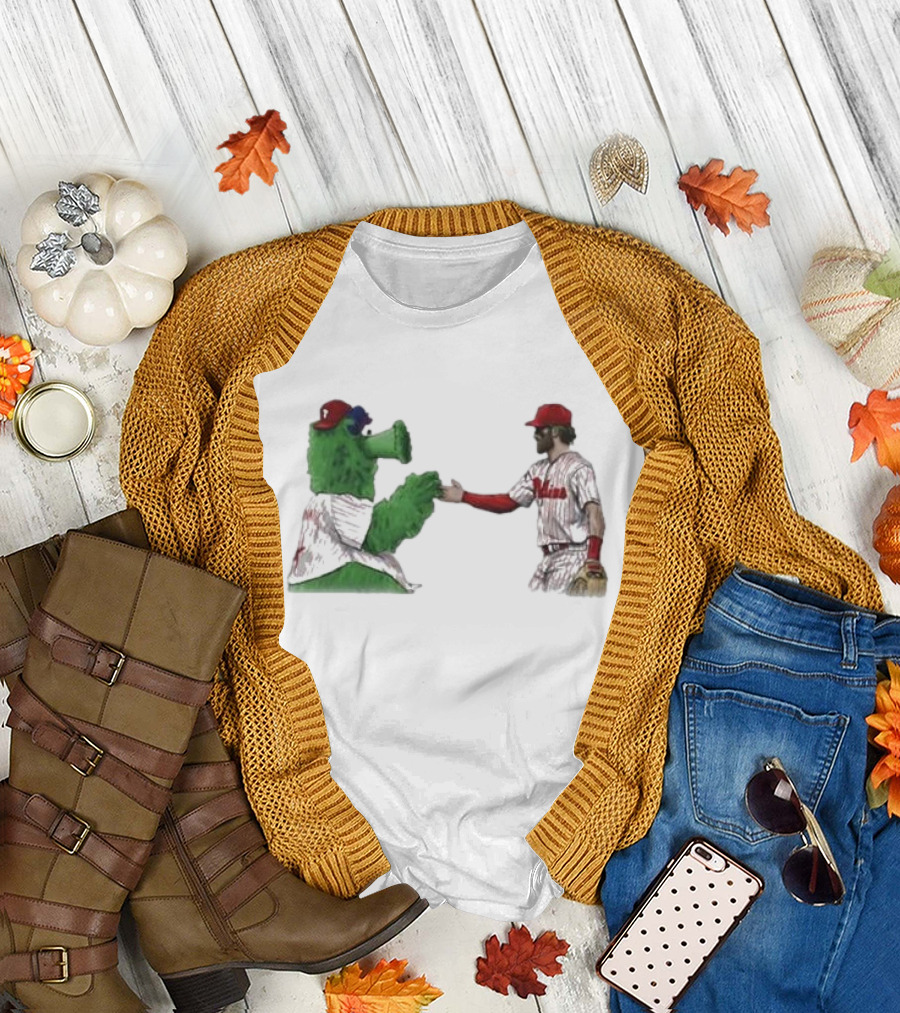 Best Friends The Phillies Phanatic And His Pookie Handshake Moment T-Shirt