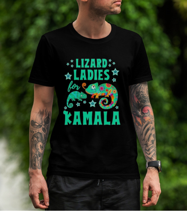 Lizard Ladies For Kamala Colorful Geckos Vote T-Shirt