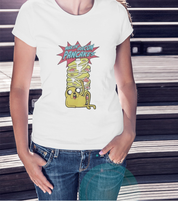 Adventure Time Jake Makin' Bacon Pancakes Stack T-Shirt