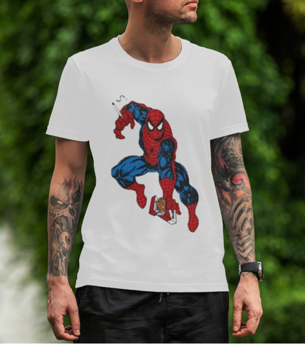 The Amazing Smokerman Comic Parody Smoking Jumping Hero T-Shirt