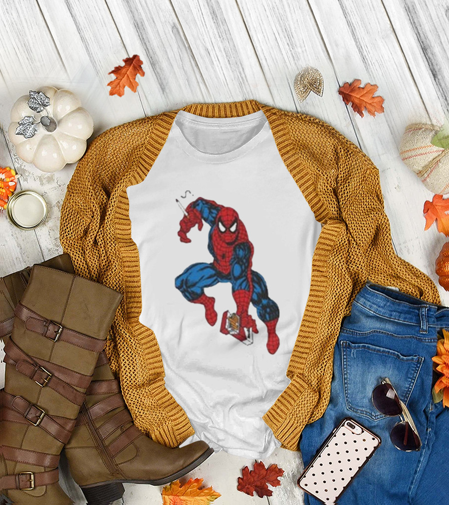 The Amazing Smokerman Comic Parody Smoking Jumping Hero T-Shirt