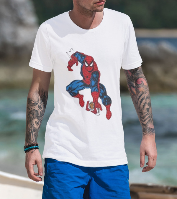 The Amazing Smokerman Comic Parody Smoking Jumping Hero T-Shirt