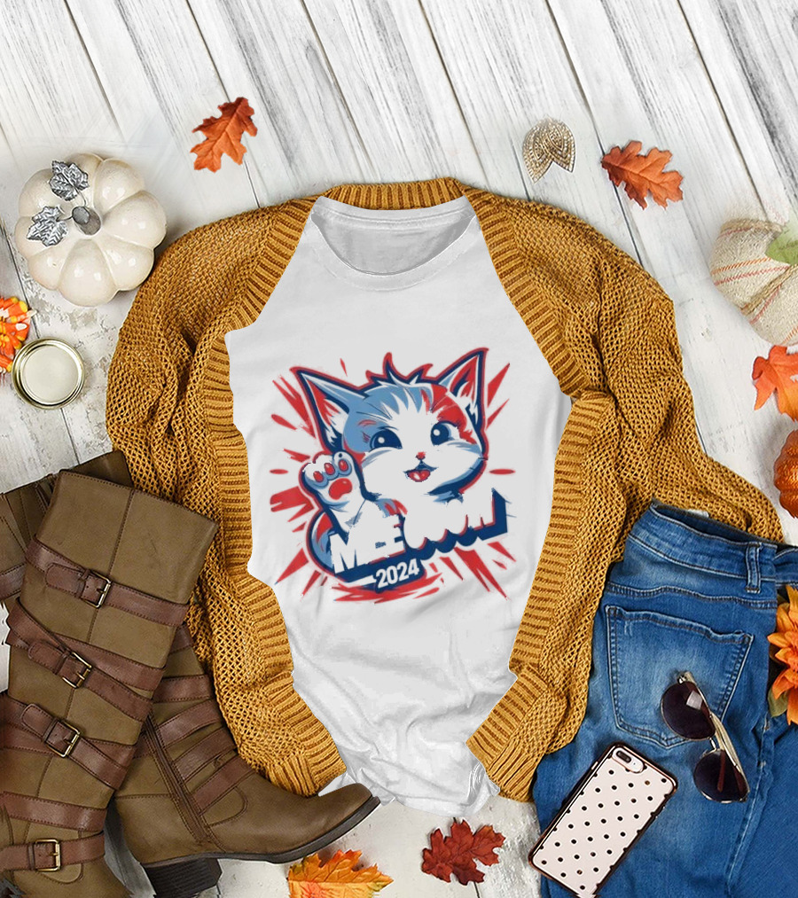 Meow 2024 Kamala Harris Election Cat Lady Crazy Kitty T-Shirt