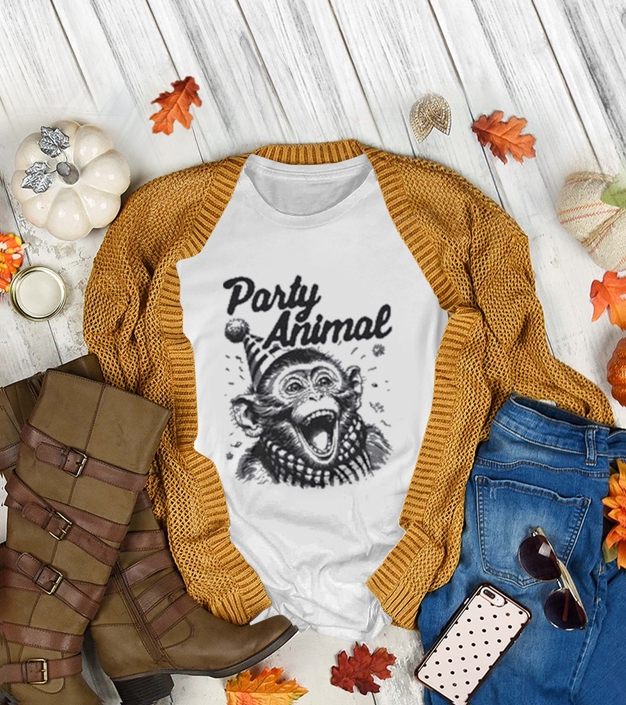 Party Animal Monkey Wearing Festive Hat T-Shirt