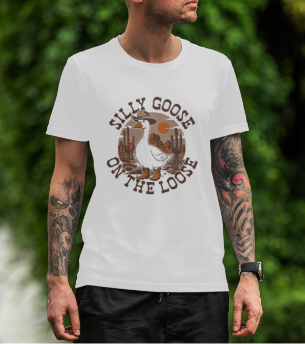 Silly Goose On The Loose Cowboy Desert Scene T-Shirt