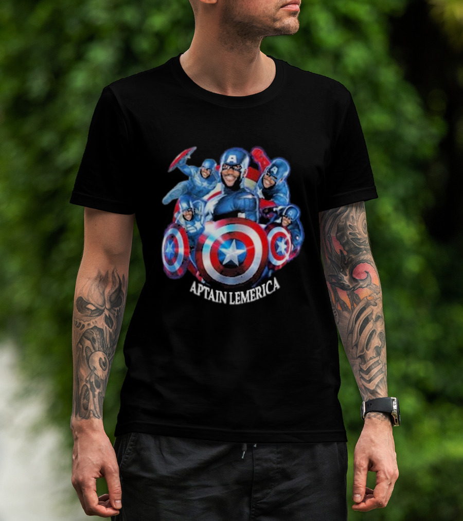 Captain Lemerica Superhero Parody Shield Characters T-Shirt