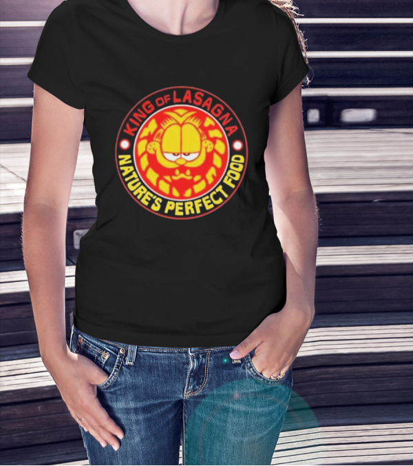 King Of Lasagna Nature's Perfect Food Garfield Emblem T-Shirt