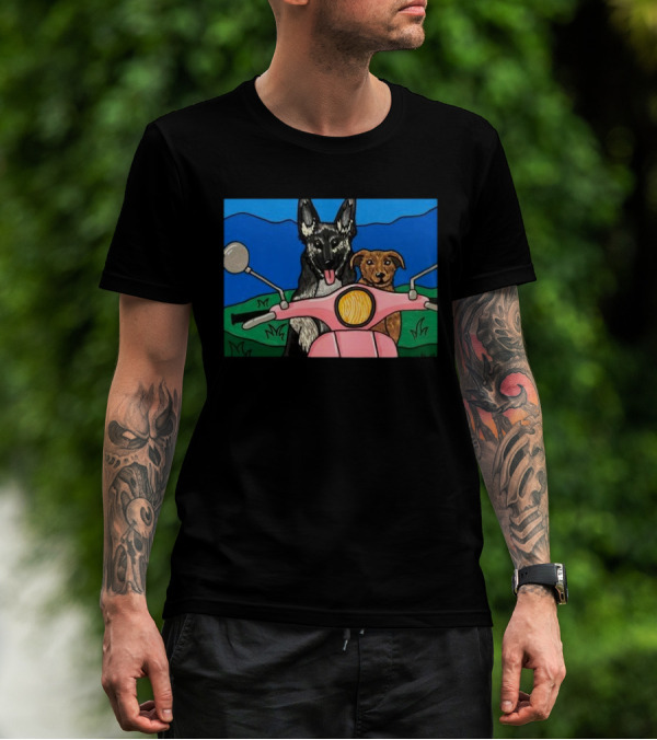 Pinkscooter Vespa Dogs Adventure T-Shirt