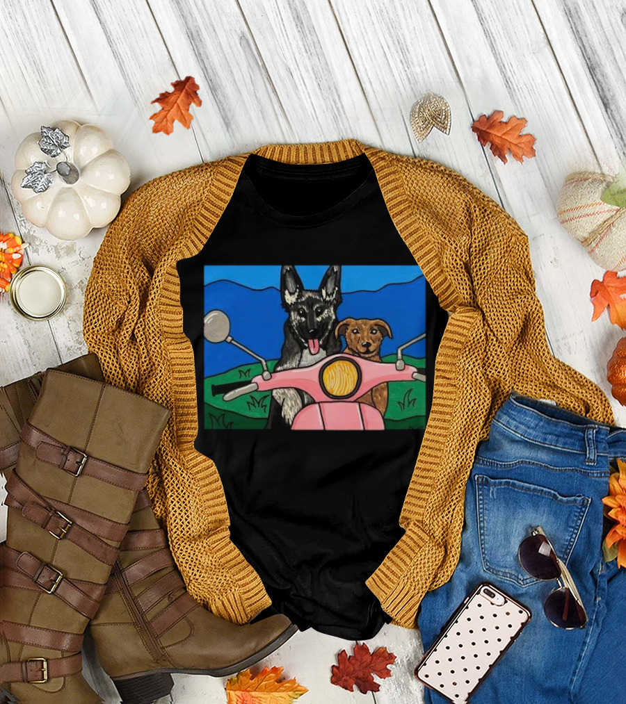 Pinkscooter Vespa Dogs Adventure T-Shirt