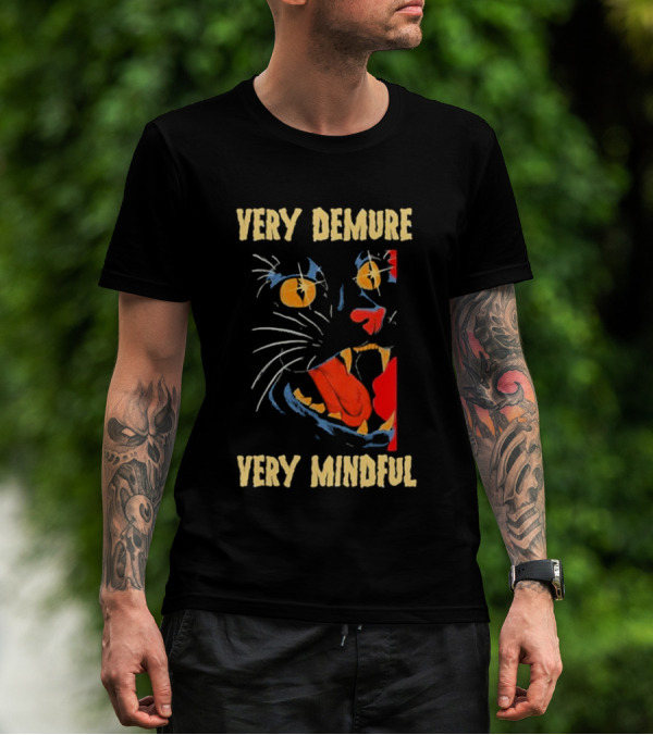 Very Demure Very Mindful Black Cat T-Shirt