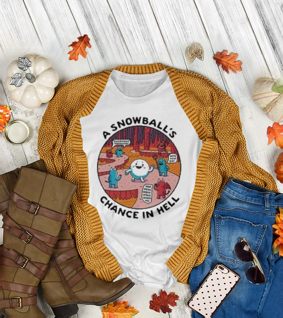 A Snowball’s Chance in Hell Blue and Red Demon Cartoon Scene T-Shirt