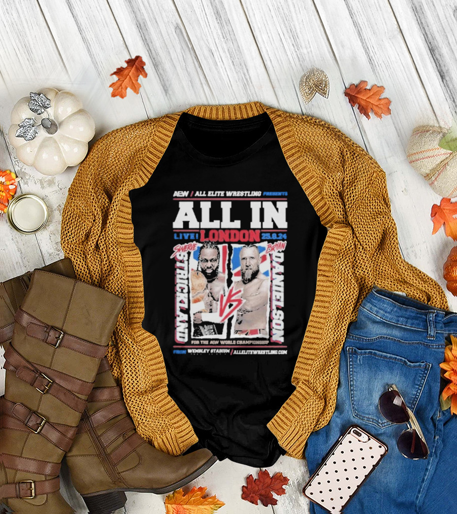 AEW All In Live London 2024 Swerve Strickland vs Bryan Danielson Matchup T-Shirt