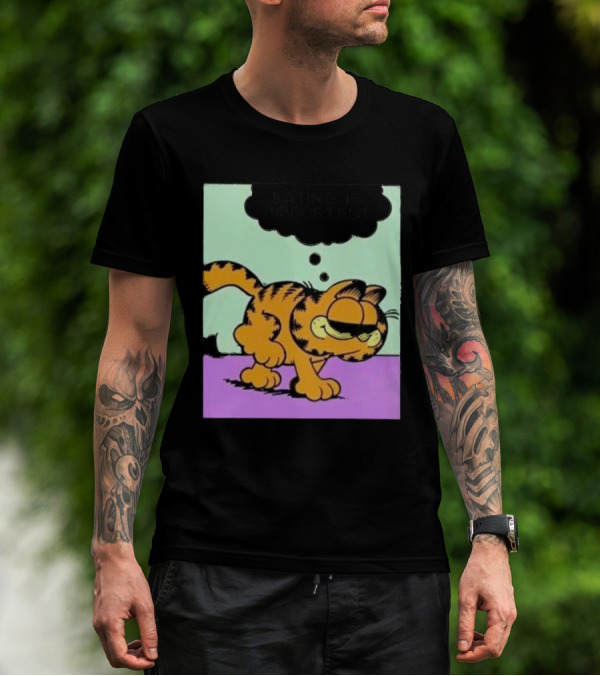 Garfield Eating Is Important Cartoon Character Comic Strip Image T-Shirt