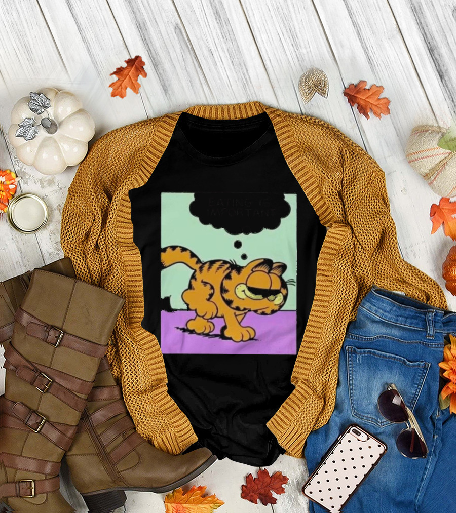 Garfield Eating Is Important Cartoon Character Comic Strip Image T-Shirt