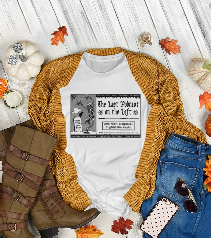 The Last Podcast on the Left Cults Killers Conspiracies Cryptids UFOs Ghosts Vintage Pulp Ad T-Shirt