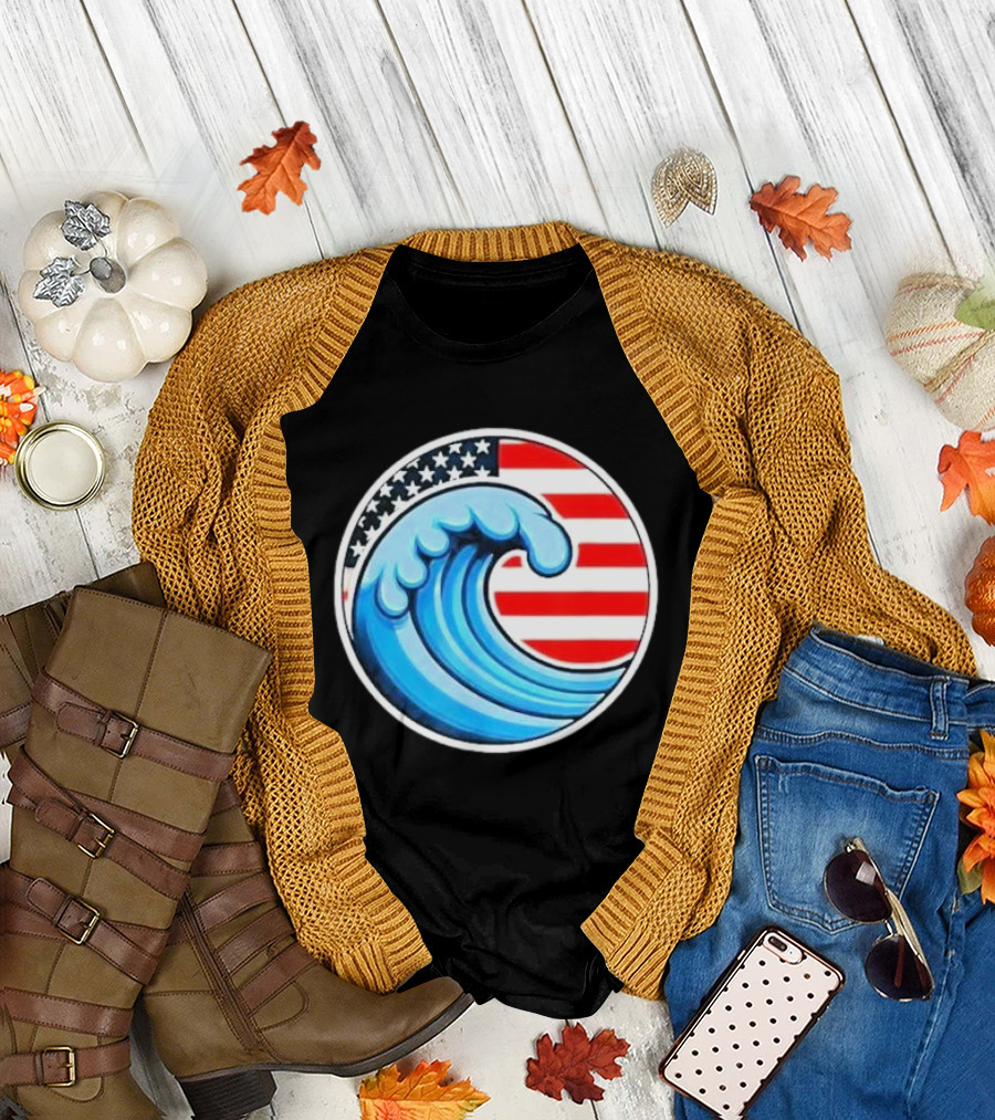 Vote Blue Democrat Election 2024 Blue Wave U.S. Flag Democracy T-Shirt