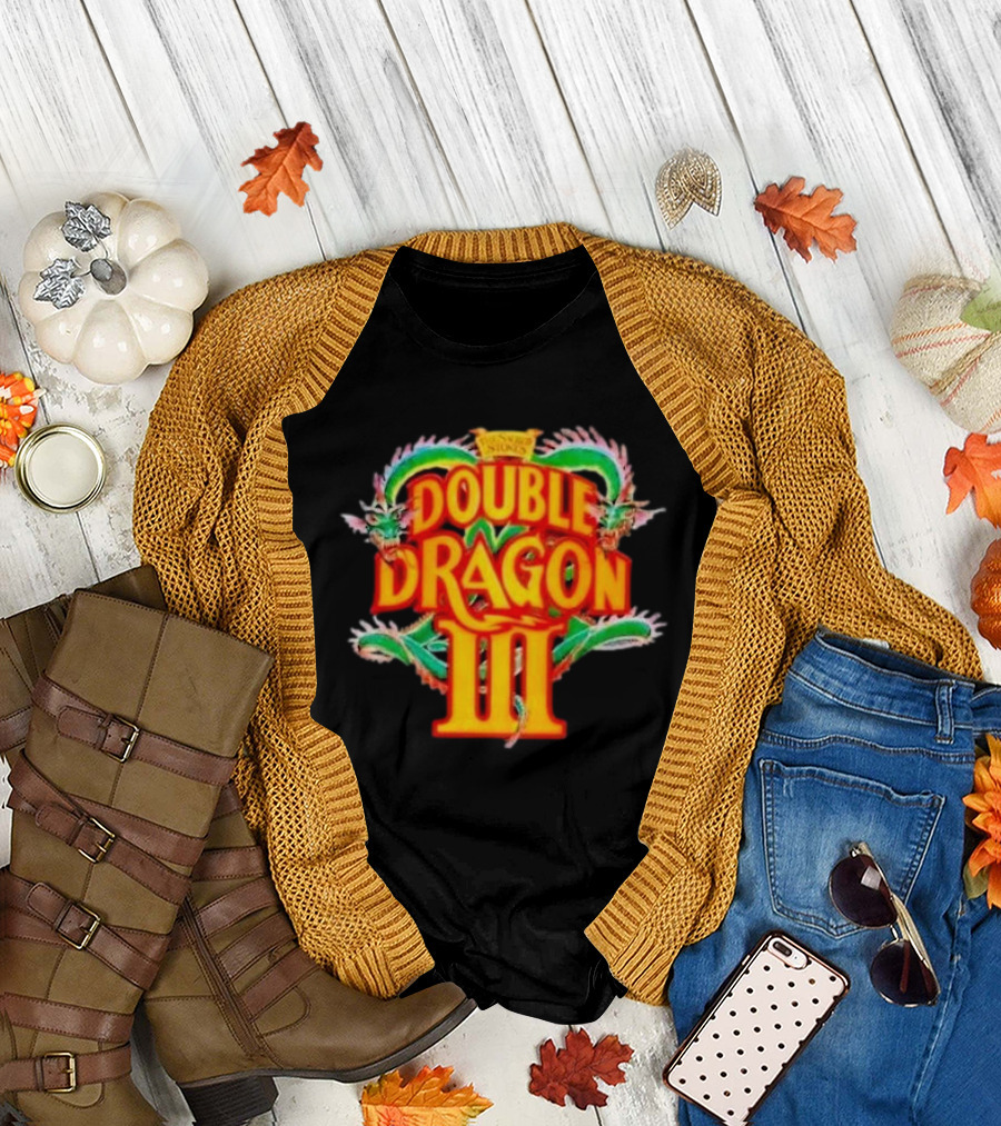 Double Dragon III Retro Video Game Arcade Logo Clash of Dragons T-Shirt