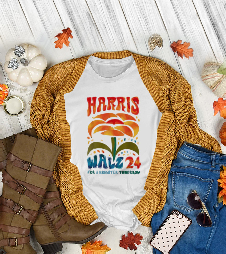 Harris Walz 24 For A Brighter Tomorrow Flower T-Shirt