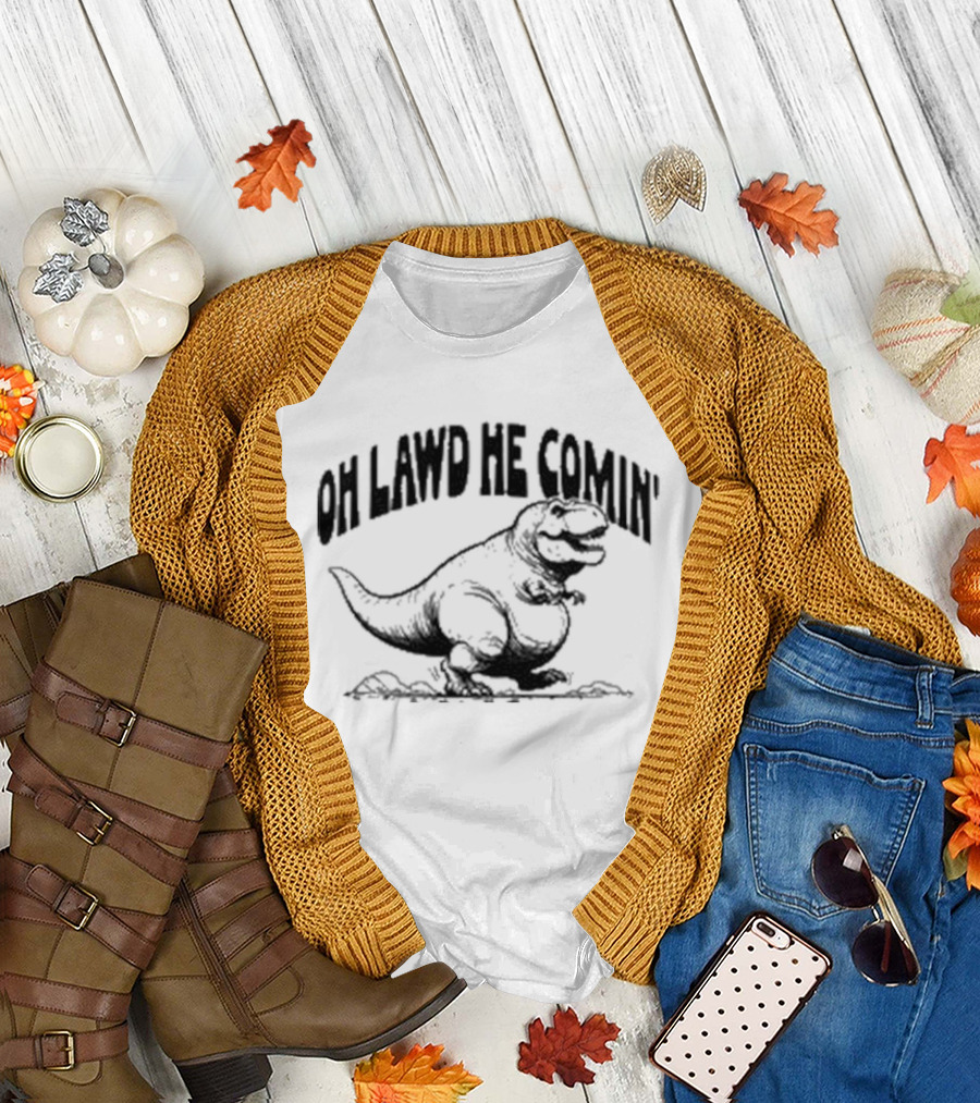Oh Lawd He Comin Tyrannosaurus Rex T-Shirt