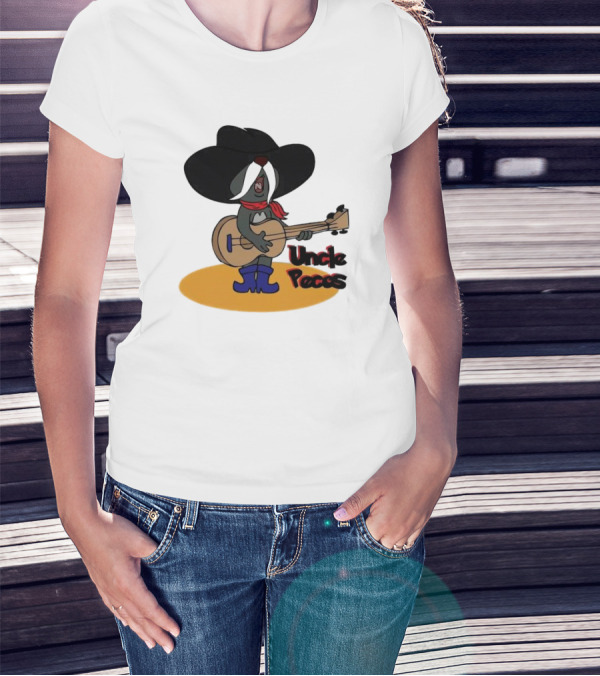 Tom And Jerry Uncle Pecos Playing Guitar With Big Black Hat And Red Scarf T-Shirt