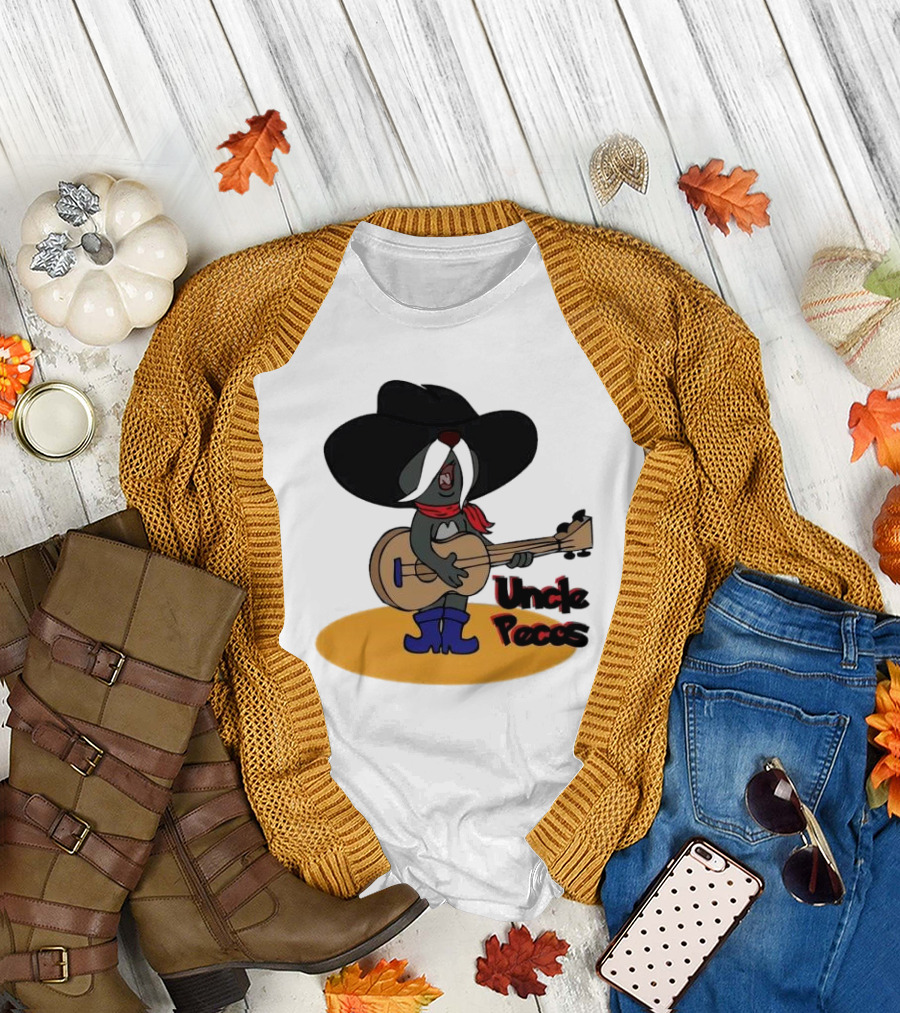 Tom and Jerry Uncle Pecos Playing Guitar with Big Black Hat and Red Scarf T-Shirt