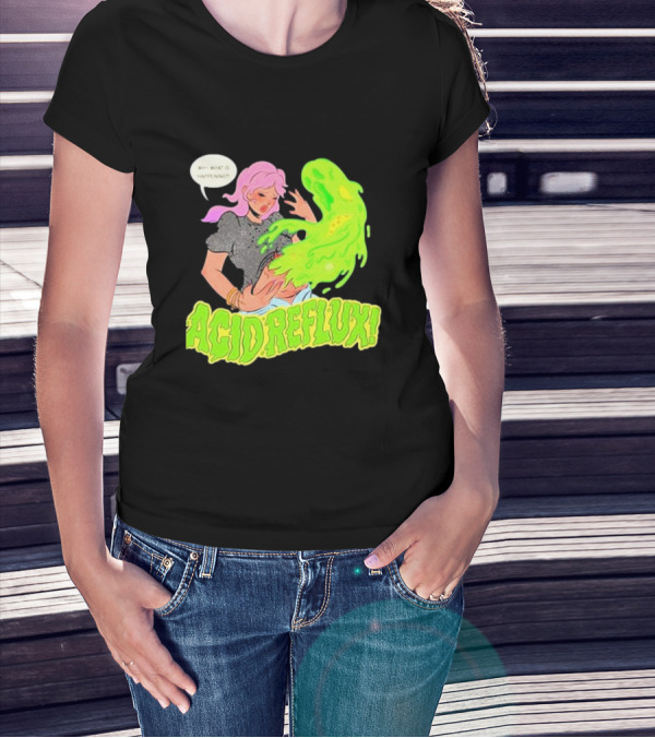 Acid Reflux Wh What Is Happening Comic Style Green Monster T-Shirt