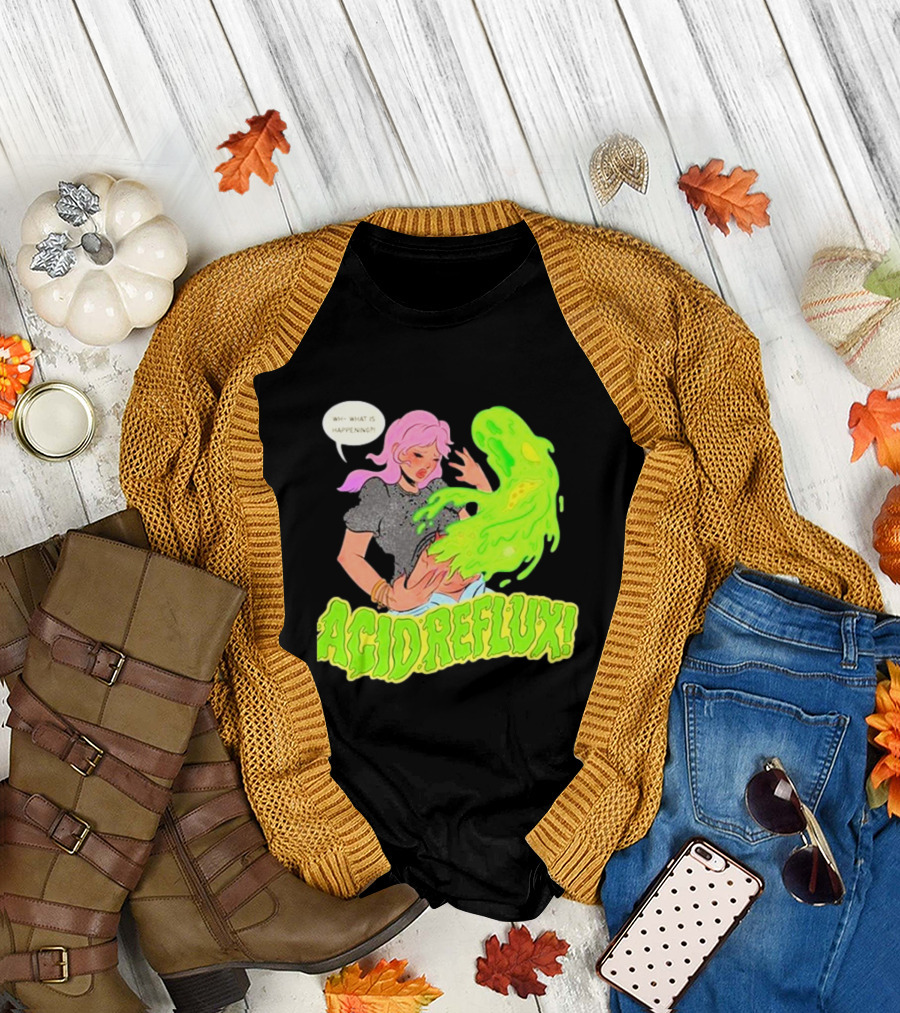Acid Reflux Wh What Is Happening Comic Style Green Monster T-Shirt