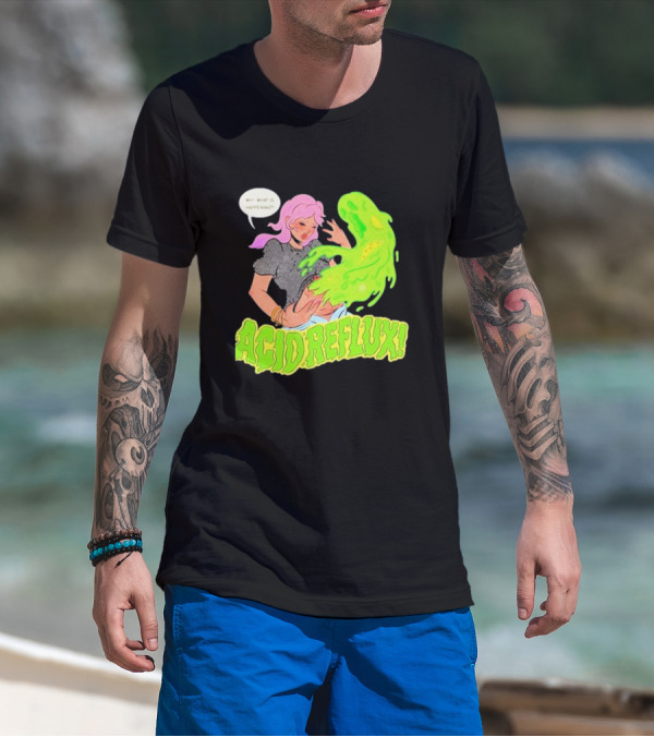 Acid Reflux Wh What Is Happening Comic Style Green Monster T-Shirt