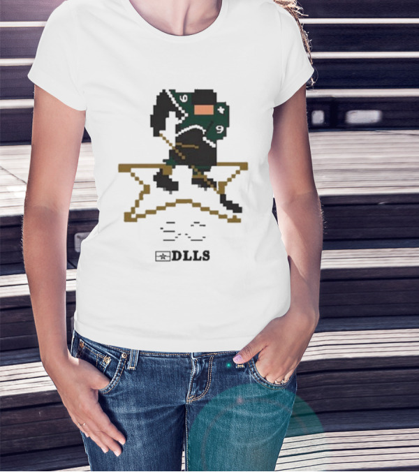 Dallas Stars DLLS 16 Bit Pixel Art Hockey Player T-Shirt