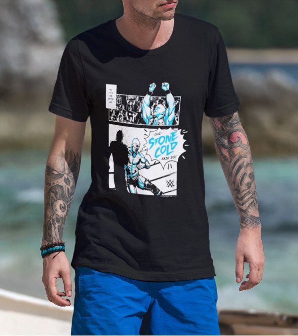Stone Cold Steve Austin WWE Comic Panel Cuz Stone Cold Said So T-Shirt