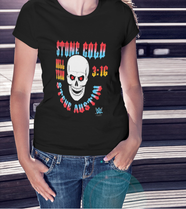 Stone Cold Steve Austin 3 16 Hell Yeah WWE Skull T-Shirt